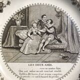 Set of 3 talking plates in Montereau earthenware "Louis Lebeuf Montereau"