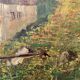 Old painting, Swiss mountain landscape signed H Herzer, mid-XX century