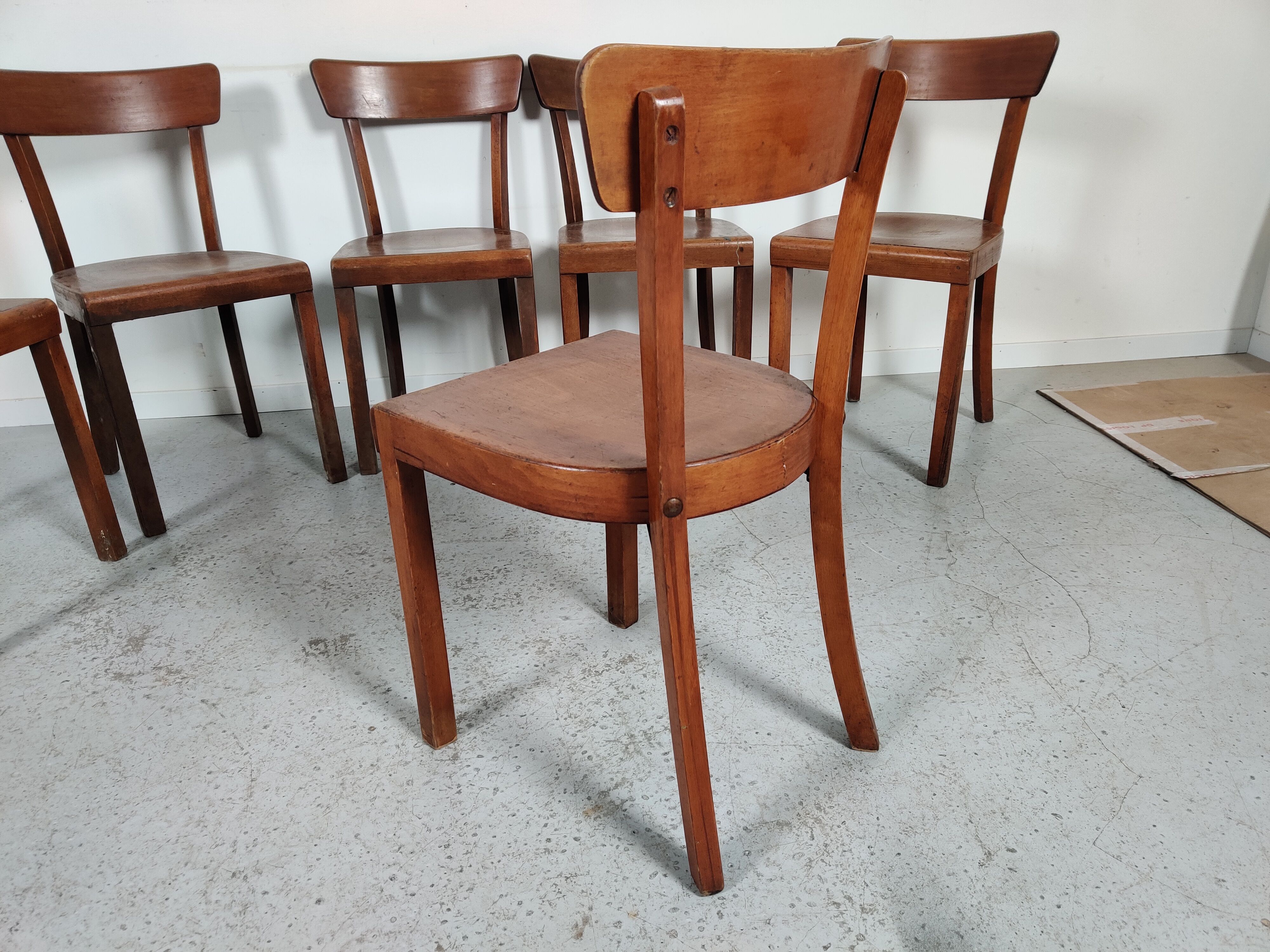 6 vintage bistro chairs, 50s/60s
