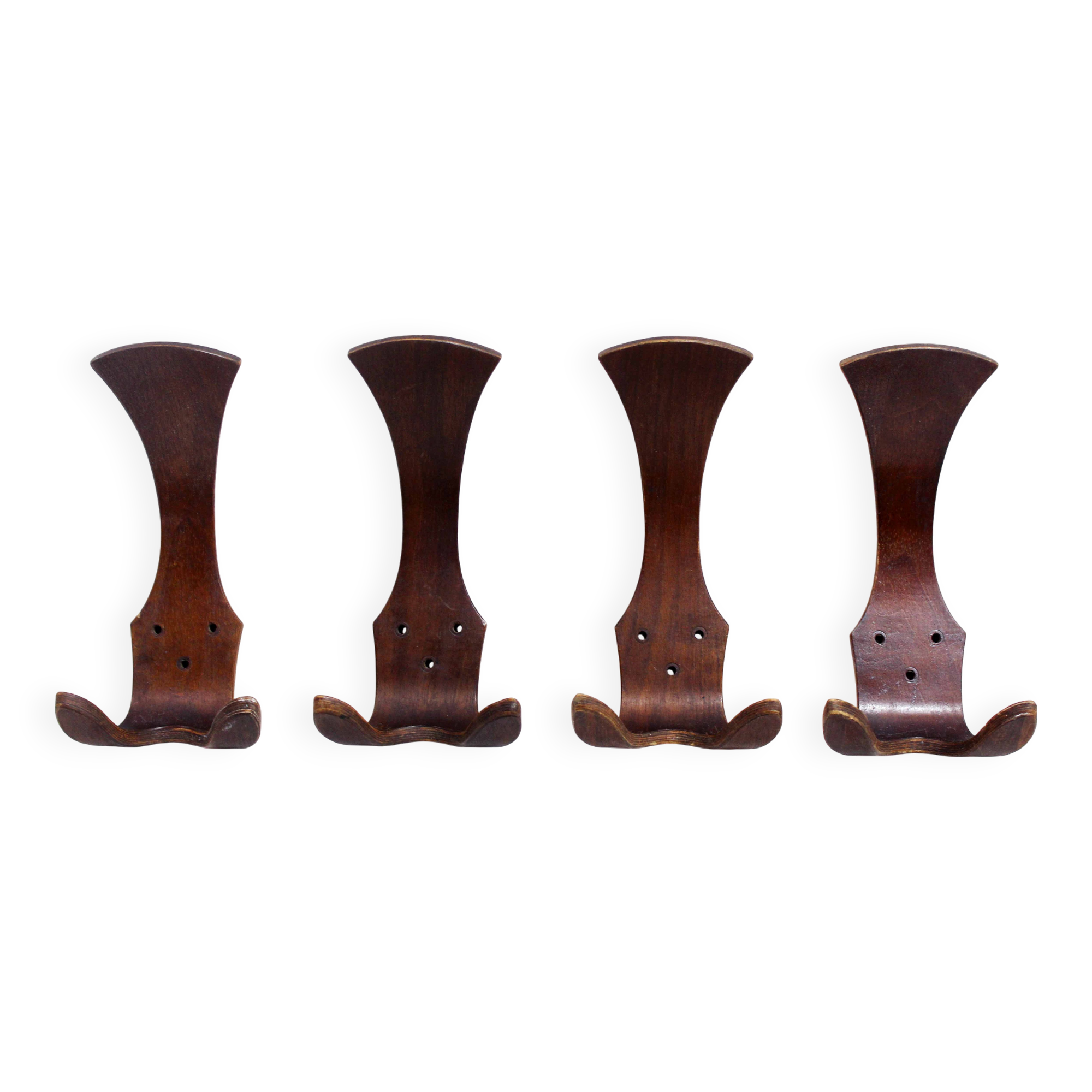 Set of 4 vintage teak cp coat hooks