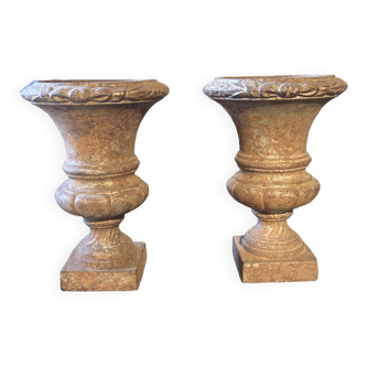 Pair of cast iron Medici vases