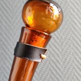 Vintage Amber Glass Wine Carafe - Artisan Decanter in Porron Style