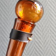 Vintage Amber Glass Wine Carafe - Artisan Decanter in Porron Style