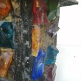 Peter Marsh porch lantern, colored glass, lead and Hammered Sheet metal, 1950s Arts & Crafts