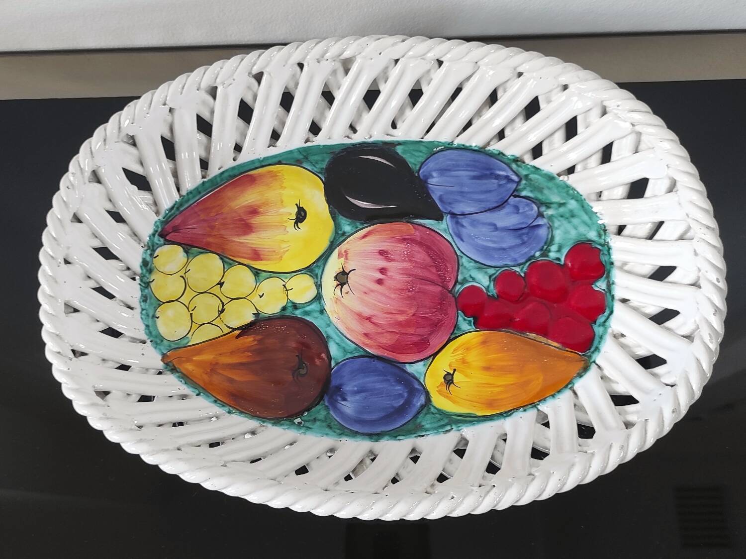 "Intrecciata" vintage fruit dish - Italian ceramic