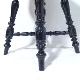 Old adjustable piano stool Napoleon III style with black & gold fabric