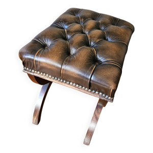 Tabouret cuir style chesterfield