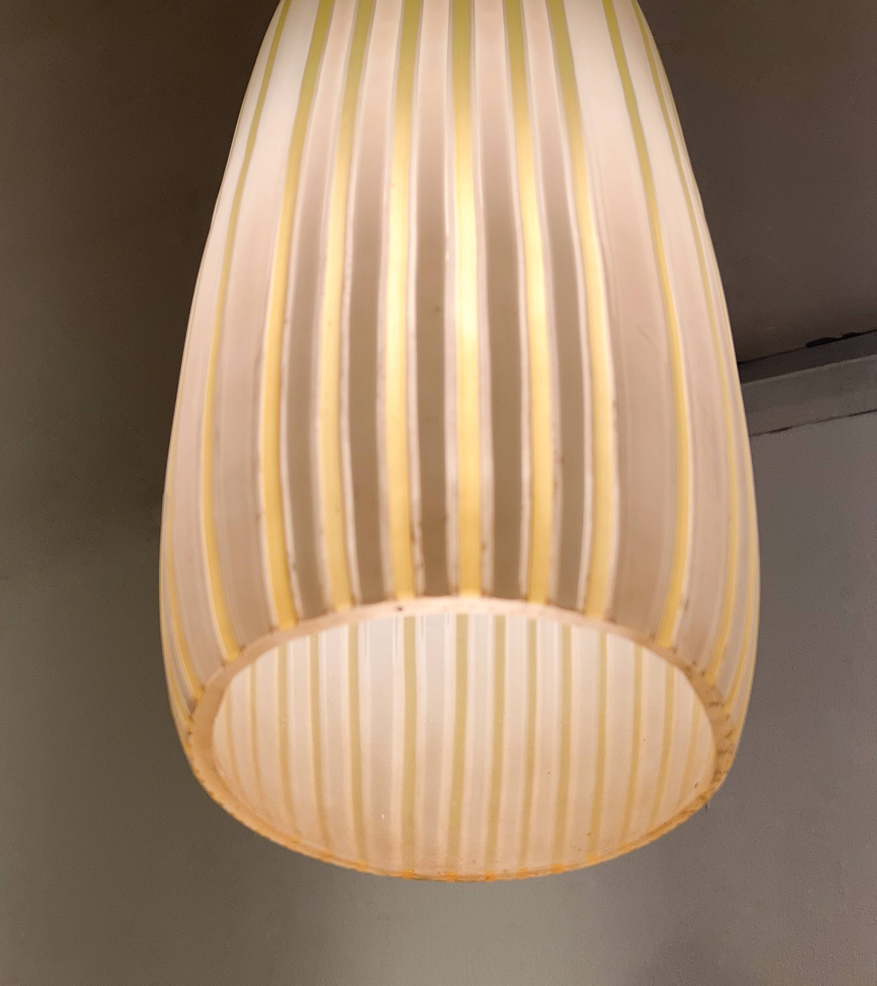 Mid-Century Modern Yellow Glass Pendant Lamp, Italy, 1960s