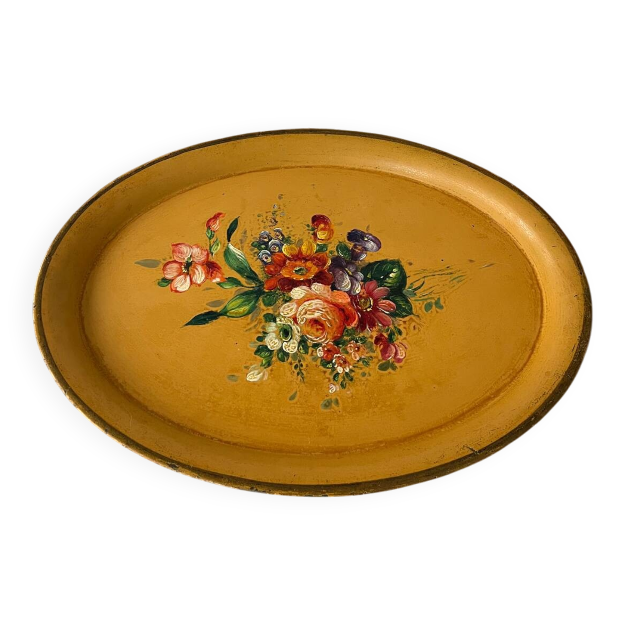 Old painted sheet metal tray