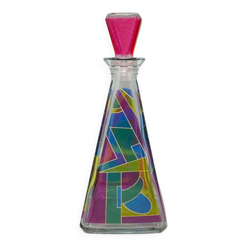 Carafe ou bouteille décorative d'exception des années 1970, signée Luigi Bormioli. Fabriquée en Italie.