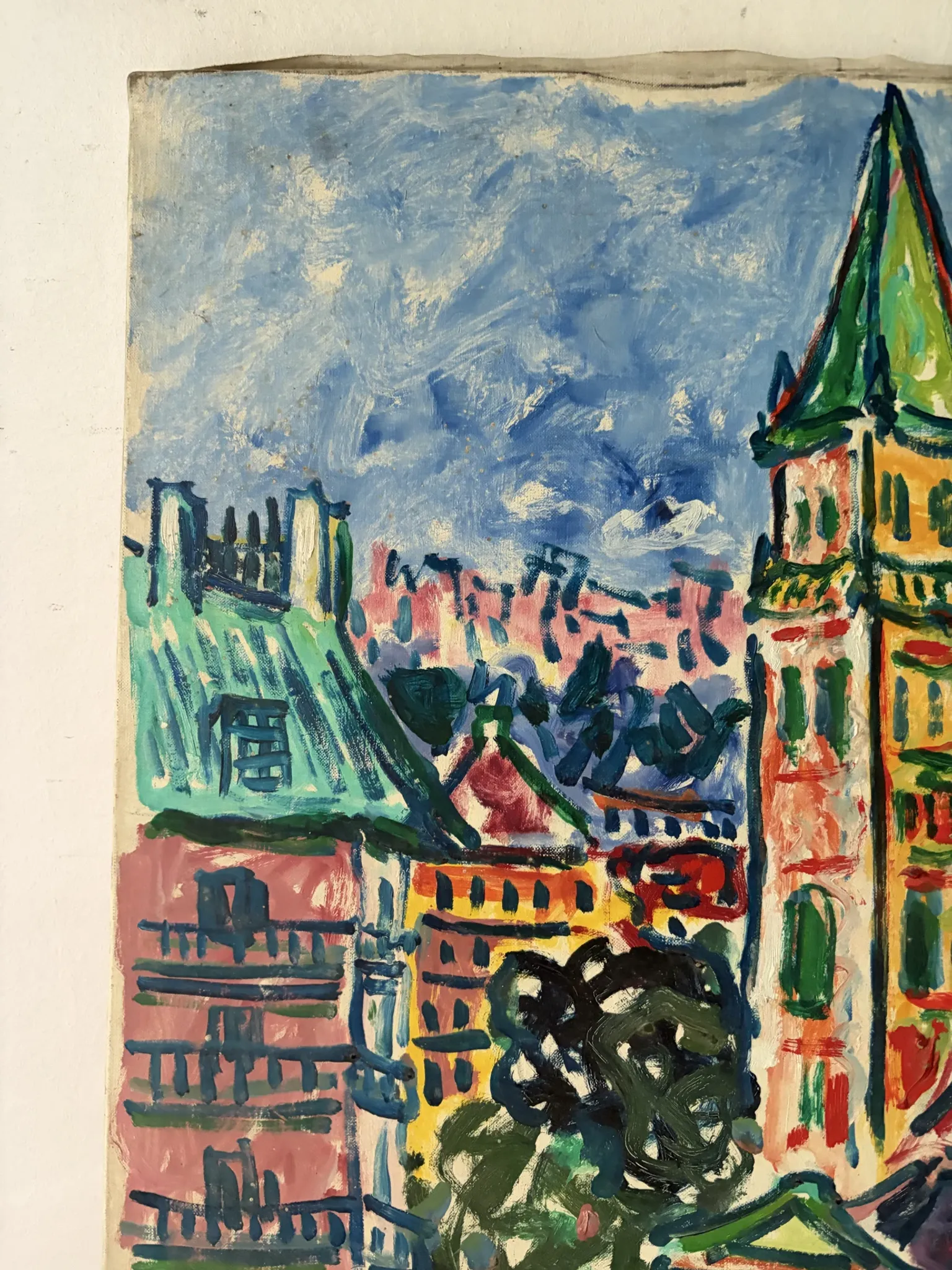 "The church" oil on canvas signed Armand Bouvier
