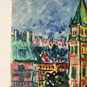 "The church" oil on canvas signed Armand Bouvier
