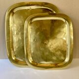 Duo of solid brass trays