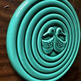 Art Deco trivet in green glazed earthenware - Saint Clément