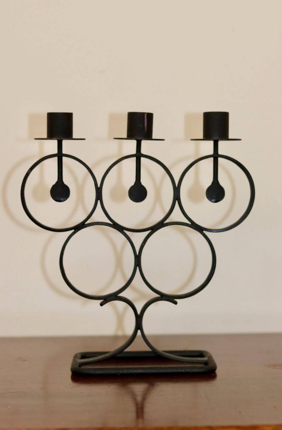 Vintage metal candelabrum with black coating