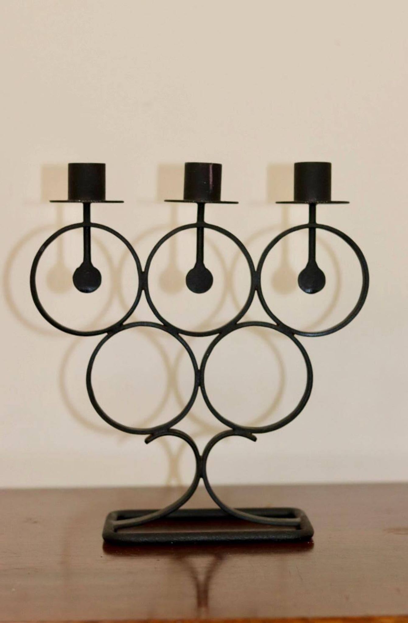 Candélabre vintage en métal avec revêtement noir