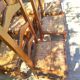 Rustic straw seat wooden chair / 1 set of 6 chairs