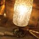 Chic retro table lamp in bronze, spindle glass Lumel, upcycled vintage