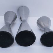 three "diabolo" aluminium design candle holders 90