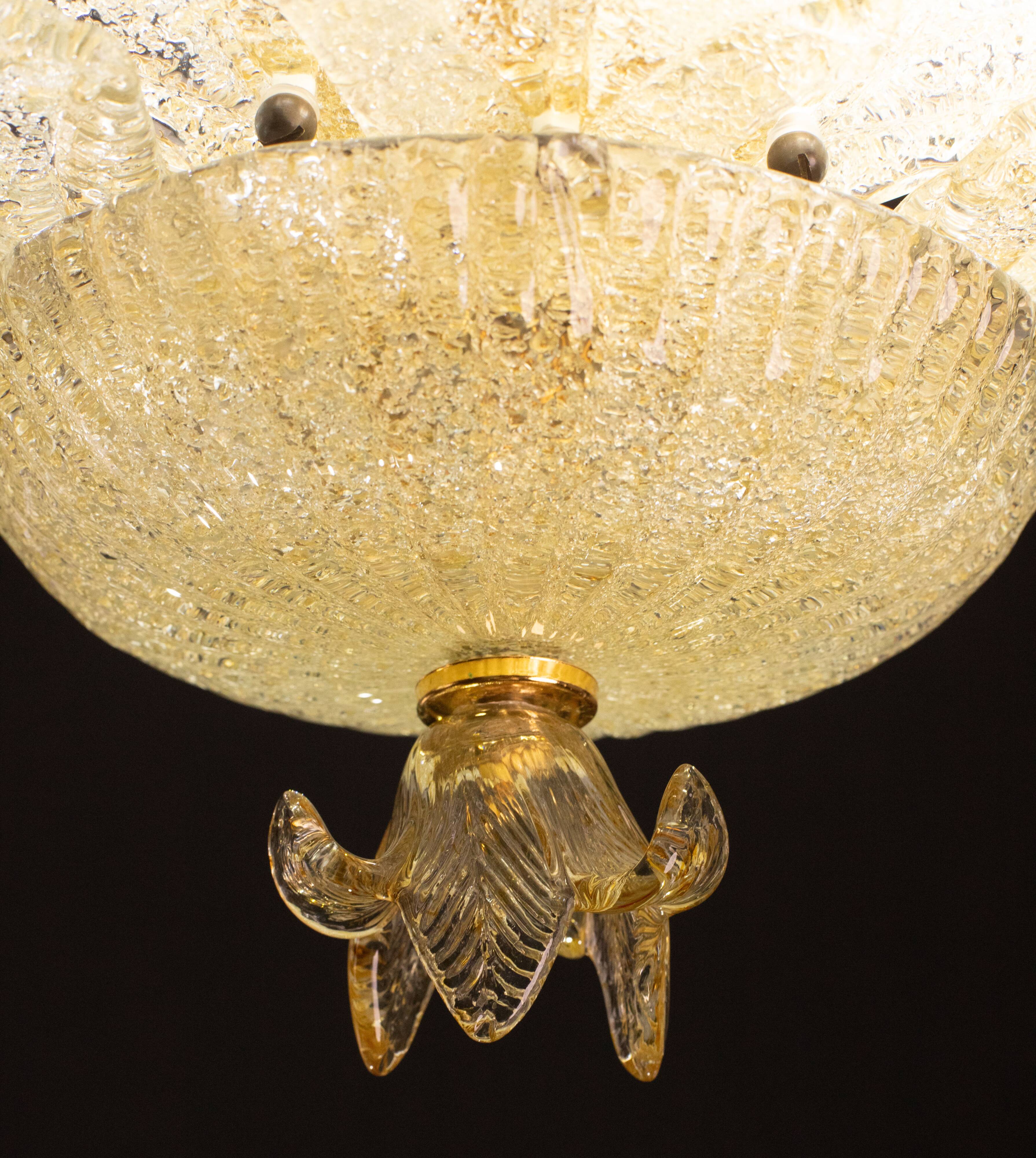 Portofino, Murano Glass Gold\Orange Ceiling Light or Flush Mount, 1970s