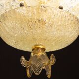 Portofino, plafonnier ou affleurant en verre de Murano de couleur orange dorée, 1970