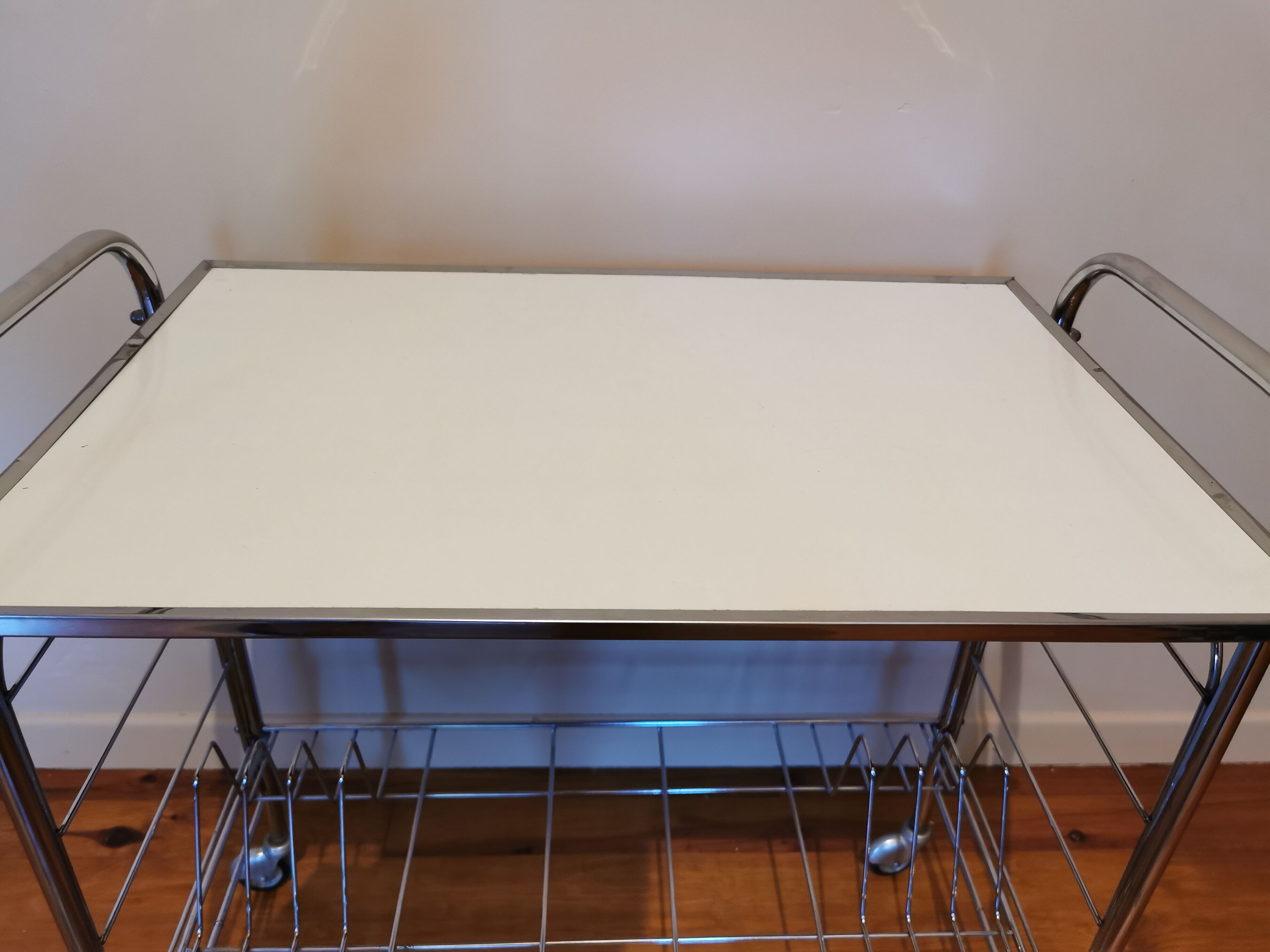 Vintage wheeled service in chrome-plated metal