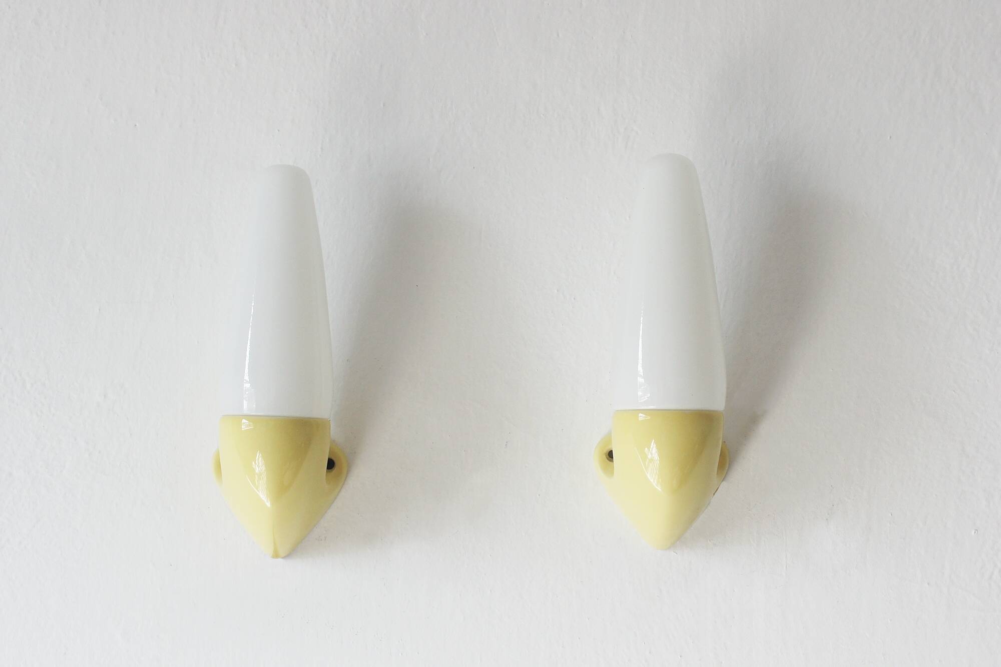 Yellow Ceramic Model 6035 Lamps by Stig Carlsson for Ifö, 1960s, Set of 2