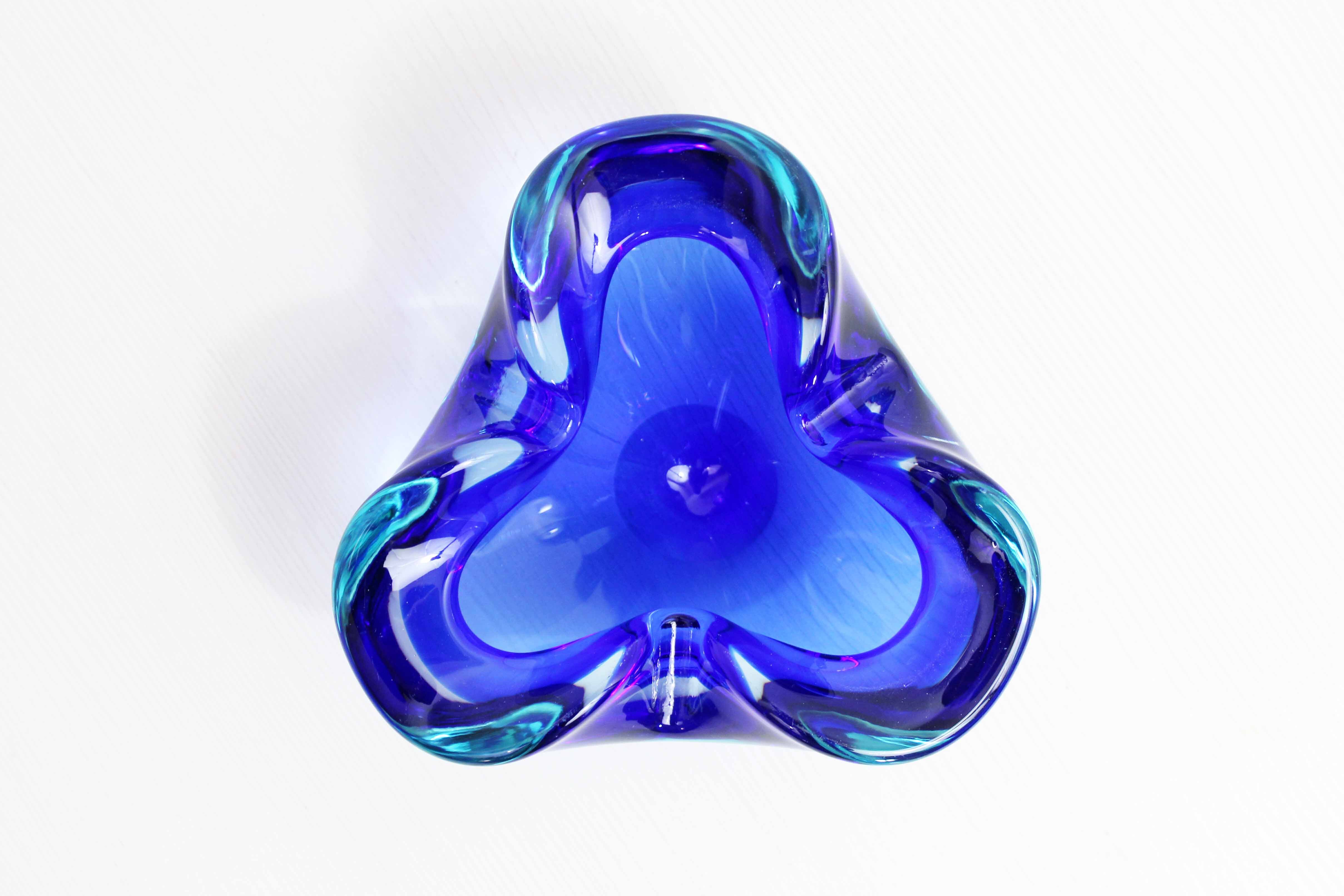 Blue Murano glass ashtray