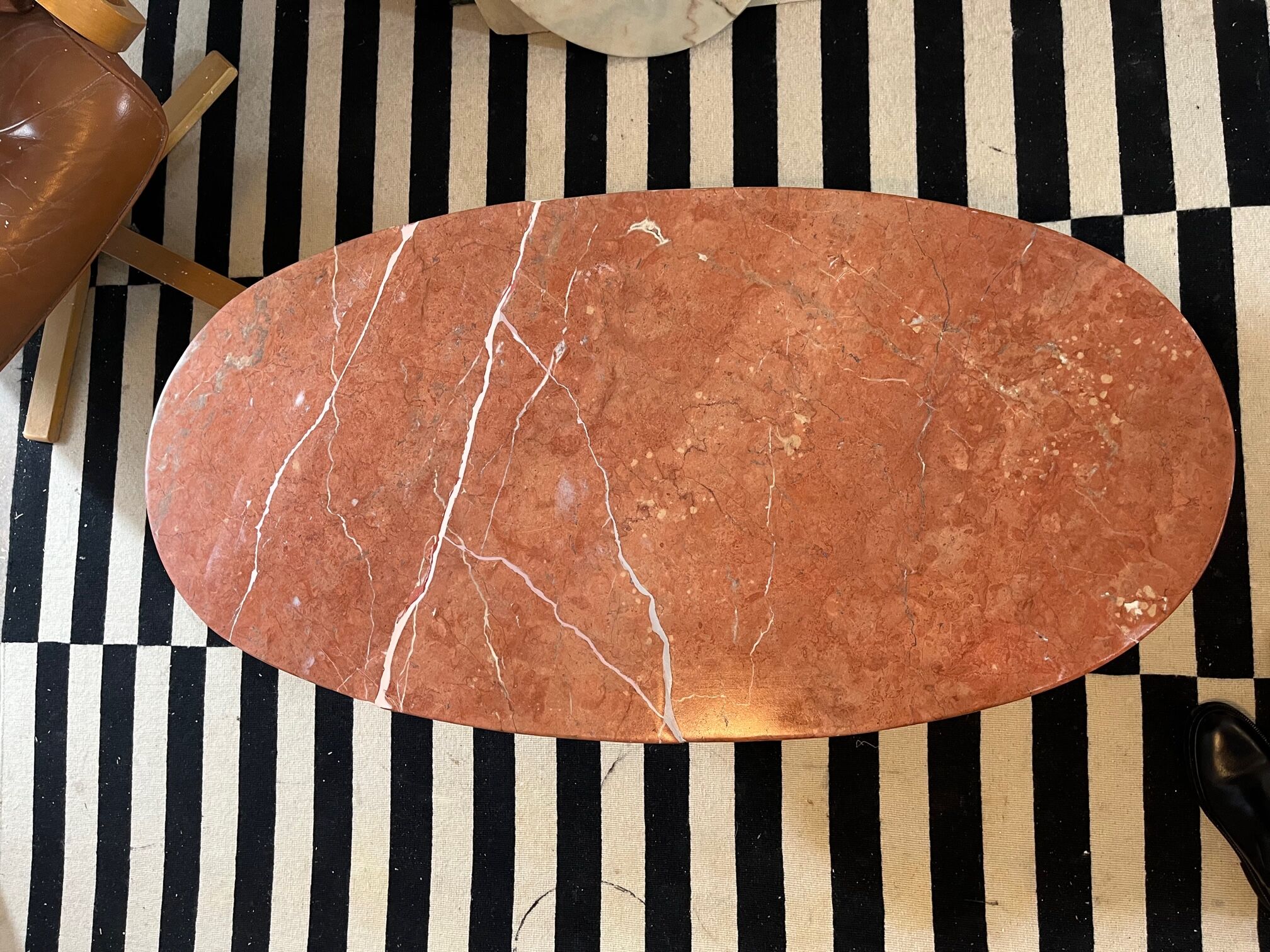 Terracotta marble coffee table and steel legs