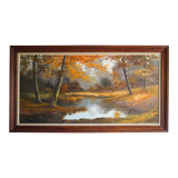 Painting signed neuville – 1950 – forest landscape