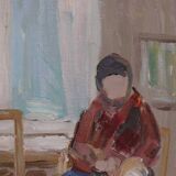 Original Swedish oil on canvas – “Figure in Interior” by Åke Wickström – vintage & framed – 57 × 66 cm