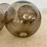 Old Scandinavian design wooden floor lamp from the 60s with 6 vintage lights