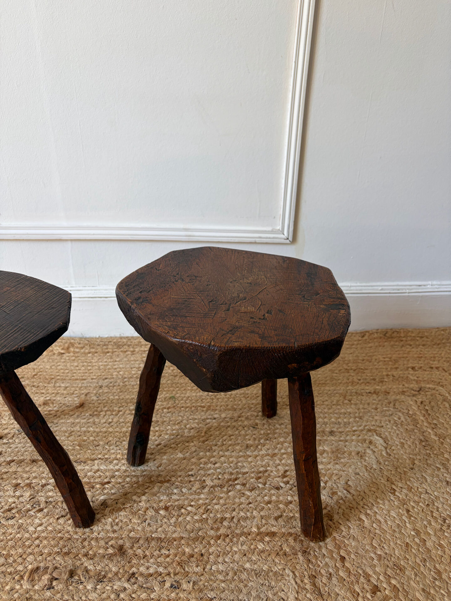 Paire de tabourets brutalistes 1950