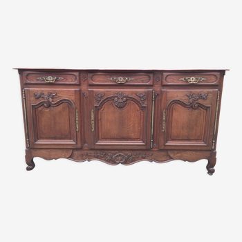 Louis XV sideboard in solid oak carved with 3 doors and 3 drawers