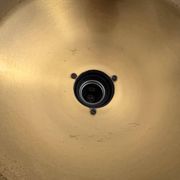 Flush-mounted disc-shaped brass fixture from the mid-century, 1960, Italy.