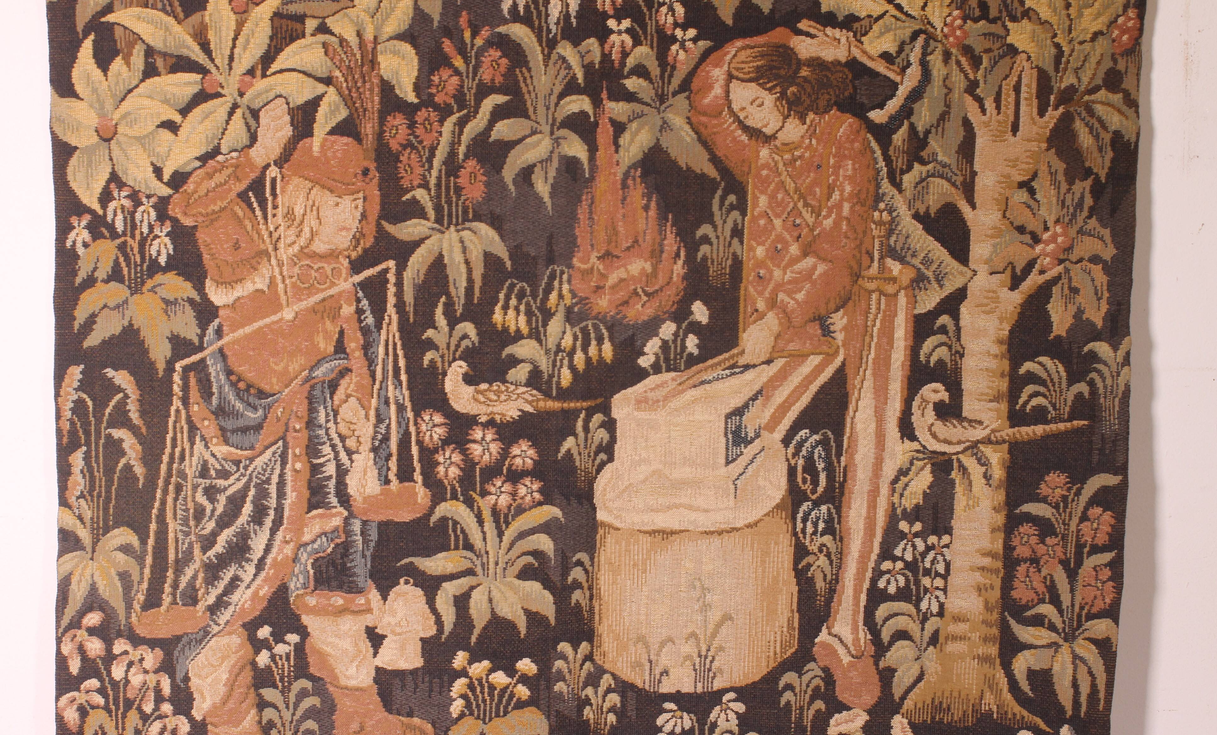 tapisserie représentant la pesée et l'art de forger