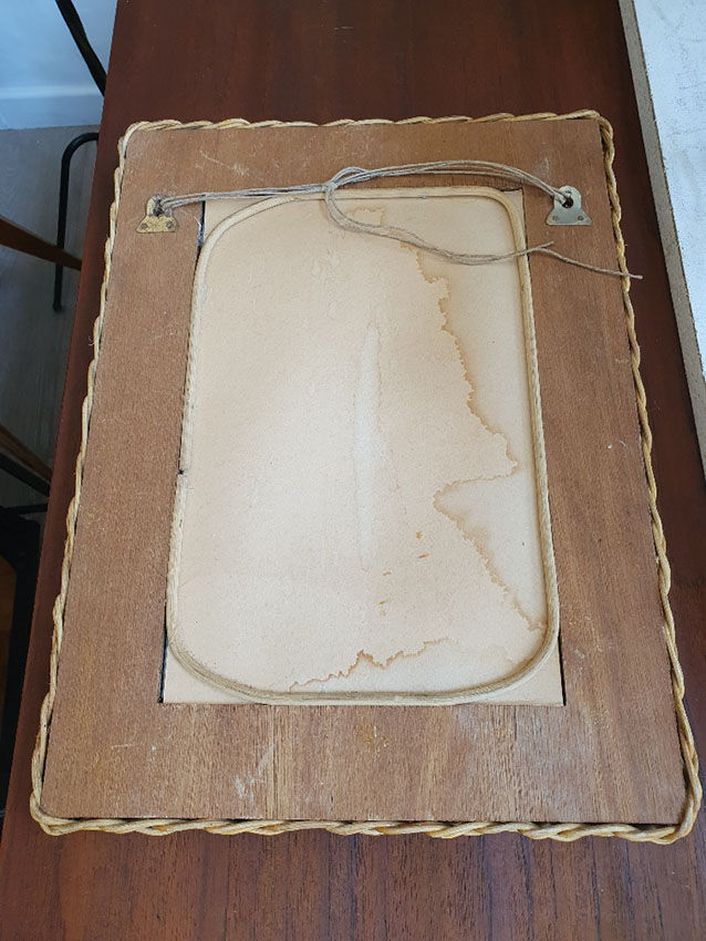 Mirror, braided rattan frame, 1960