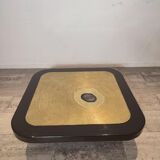 Table basse en laiton gravé de pierre bleue d'Agathe, 1987