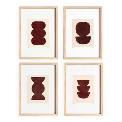 Collection de 4 peintures abstraites sur papier col.marron signées Eawy