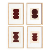 Collection of 4 abstract paintings on brown paper signed Eawy.