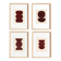 Collection of 4 abstract paintings on brown paper signed Eawy.