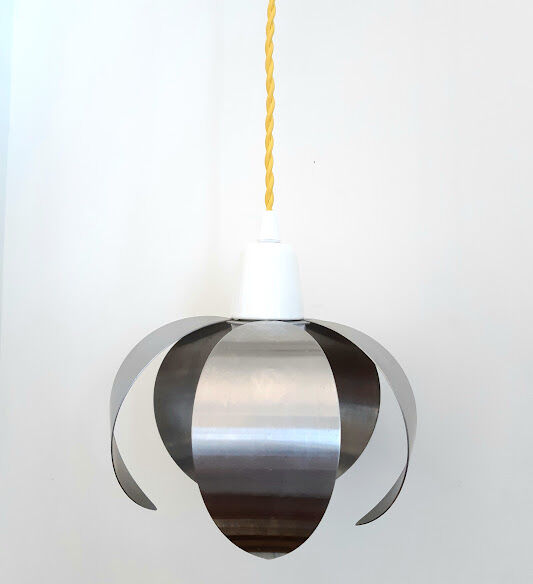 Flower pendant lamp in brushed steel 1970