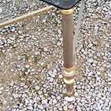 Coffee table of the 70s in neo-classical style gilded metal base and chrome smoked glass top