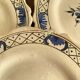 Dessert plates in Rouen faience with hand decoration.