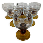 Series of 6 vintage stemmed glasses from the 70s