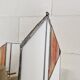 Pine wood floor lamp with handmade stained glass in Japandi style.