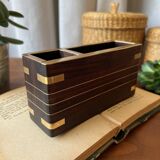 Wooden and brass pencil pot