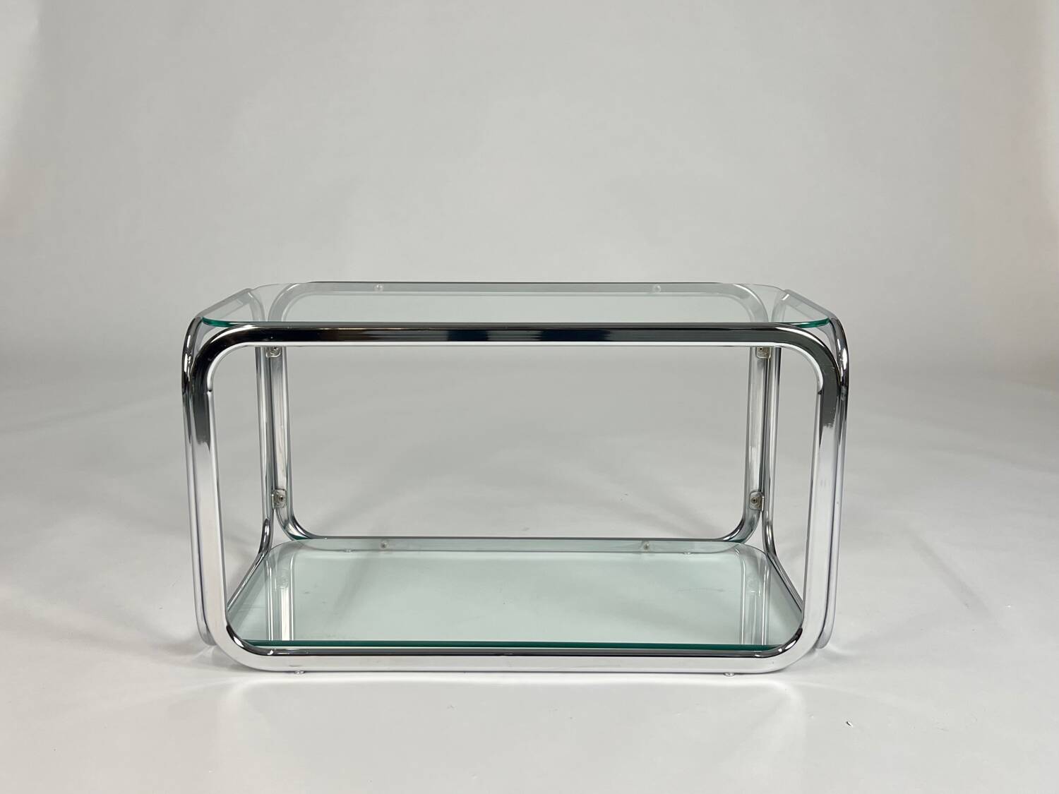 Vintage chrome glass coffee table 70s space age table
