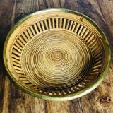 Large rattan and brass basket by Gabriella Crespi. Italy. 1970