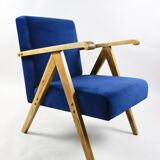 Fauteuils en velours bleu 1970